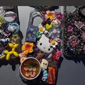 Hello Kitty Clear Phone Case with Colorful 3D Charms 16 PLUS IPHONE 16 PLUS